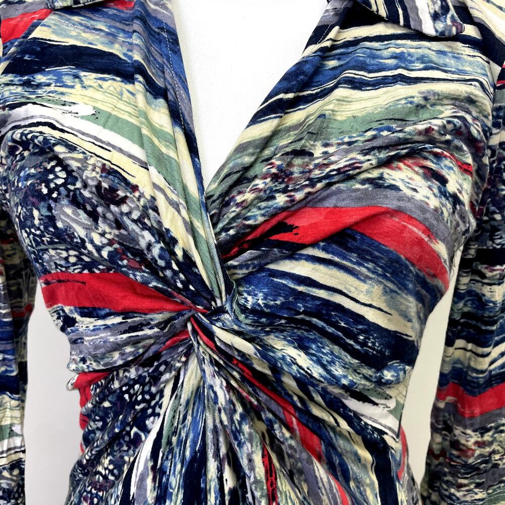NWT Vintage Y2K KOKOON Vibrant Twist-front Top M Abstract pattern - Picture 2 of 16